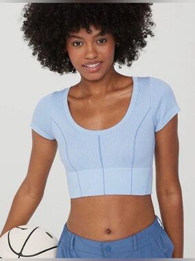 Aerie OFFLINE Seamless Ribbed Corset T-Shirt Crop Top